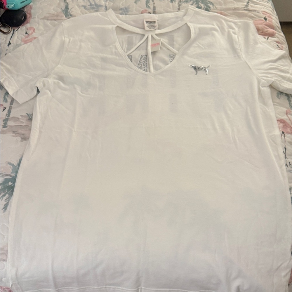 PINK Victoria's Secret White Short Sleeve Tee